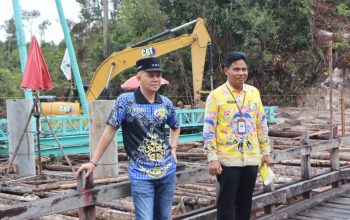 Bupati Gumas Tinjau Pembangunan Jembatan Nango