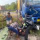 Tabrak Truk Kontainer Pemotor MD di TKP