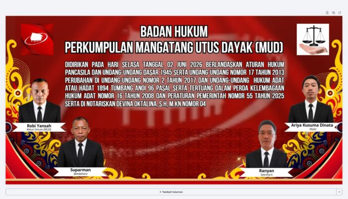 Mangatang Utus Dayak Sampaikan Terima Kasih kepada Pendukung Kegiatan Organisasi
